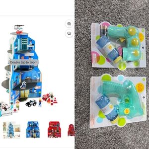 Emergency Wooden Play Set, 18 Pieces+2 Bubble Guns for 3+